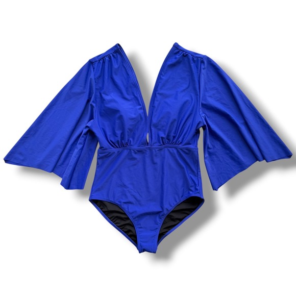VENUS Other - Venus 10 Royal Blue Deep V-Neck Flutter Kimono Sleeve Keeley, One Piece Swimsuit